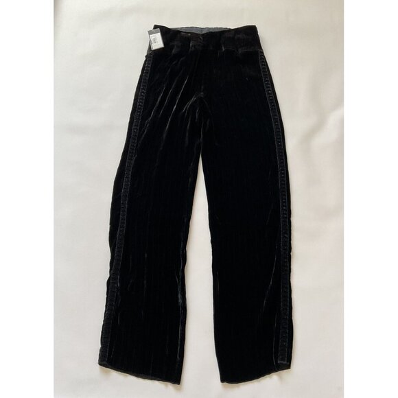 $1050 Giorgio Armani Women's Black Velvet Pants Relaxed Straight